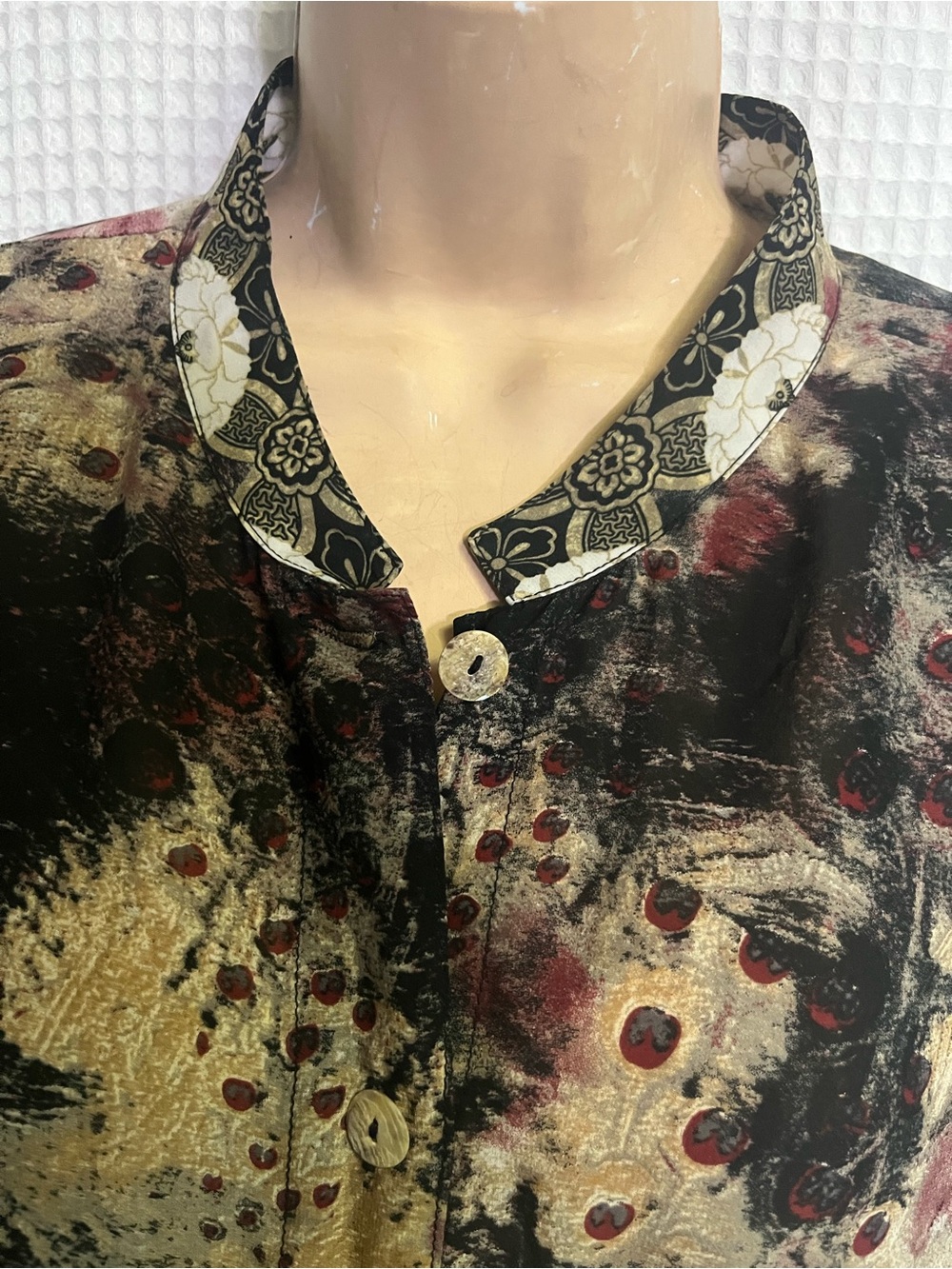 Citron Santa Monica Asian Sheer Button Down Black Sequins Tunic Top Blouse 1X - Picture 4 of 11